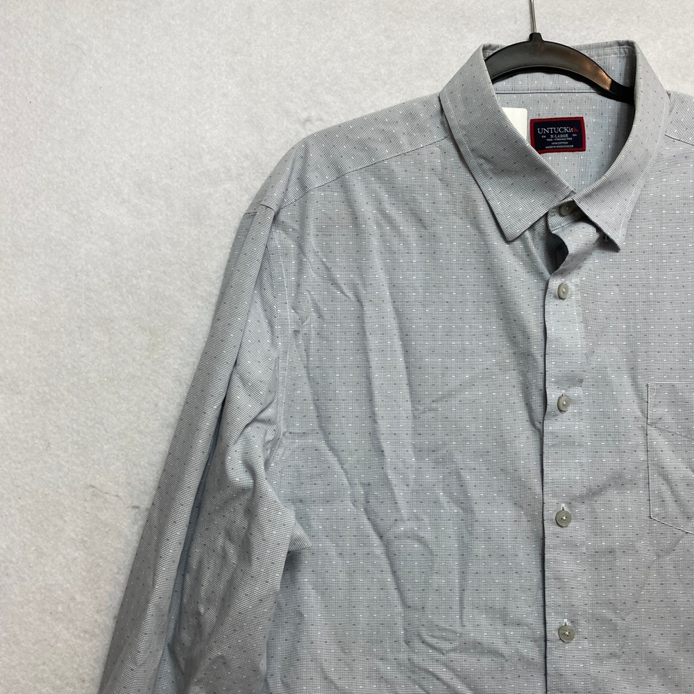 UNTUCKit Shirt Mens XL Tall Grey Tresor Wrinkle Free Dotted 41127 Button Down - Picture 5 of 10